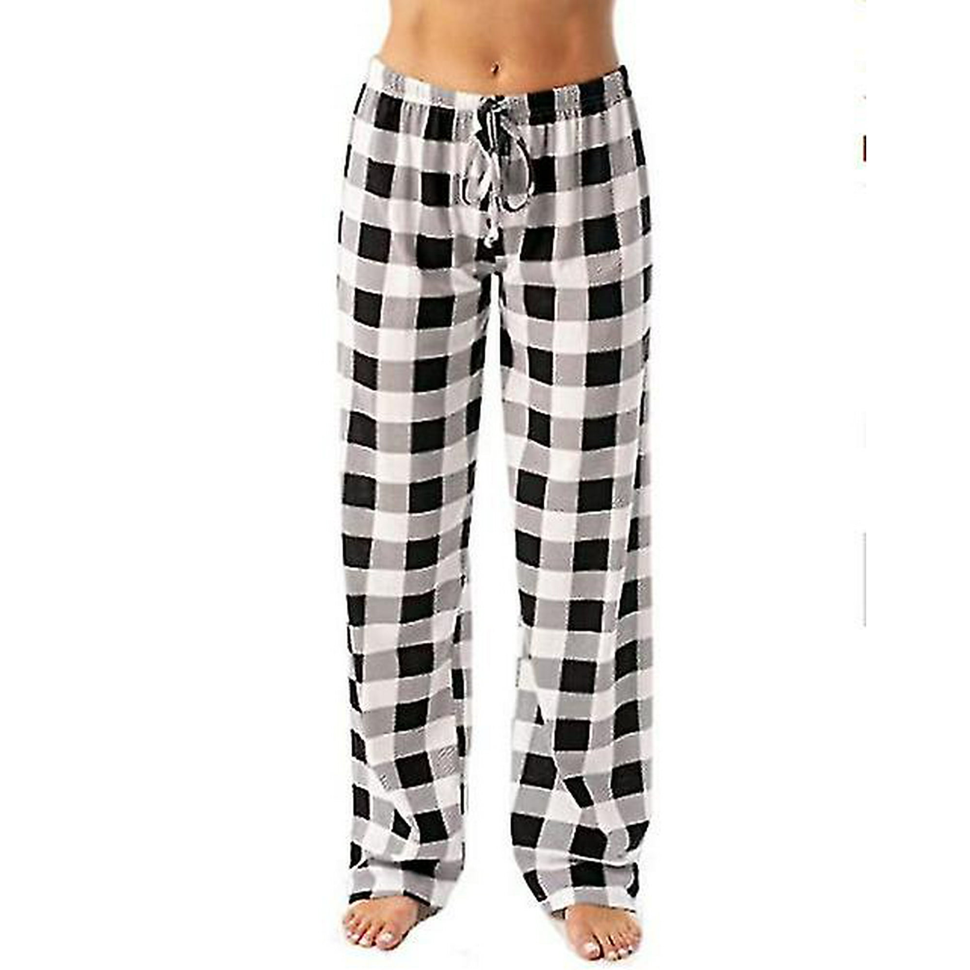 Jhcug Women Plaid Pajama Pants Sleepwear Women Lounge Pants Comfy With Pockets White