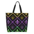 thumbnail image 2 of Bingfone Canvas Tote Bag For Women With Inner Pocket Aesthetic Cute Shopping Tote Bags Reusable Grocery Bags-Mardi Gra Geometric, 2 of 9