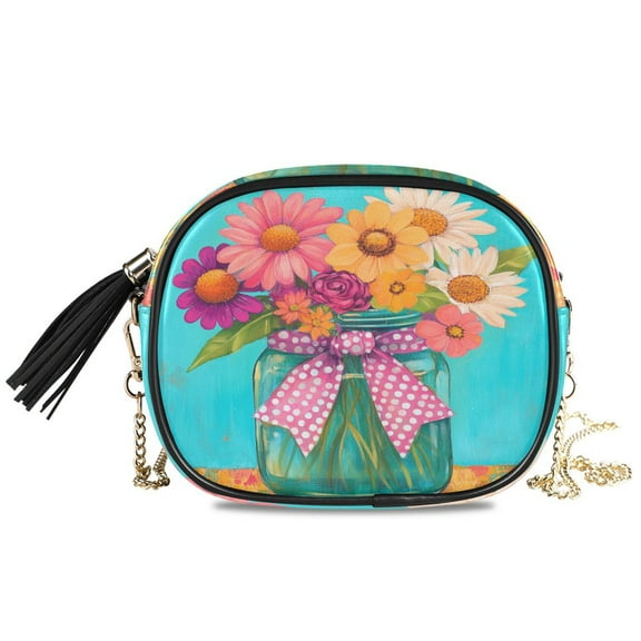 Womens Casual Chain Shoulder Bag Simple style Colorful Flowers Crossbody Bag