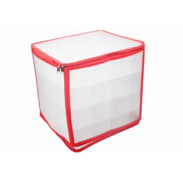 Christmas Ornament Storage Box for 64 Balls - Transparent Plastic with Dividers, Compatible with Tree Decorations