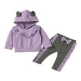 thumbnail image 1 of Baby Girls 2Pcs Fall Long Sleeve Ruffle Hoodie and Pants Outfits, 1 of 9