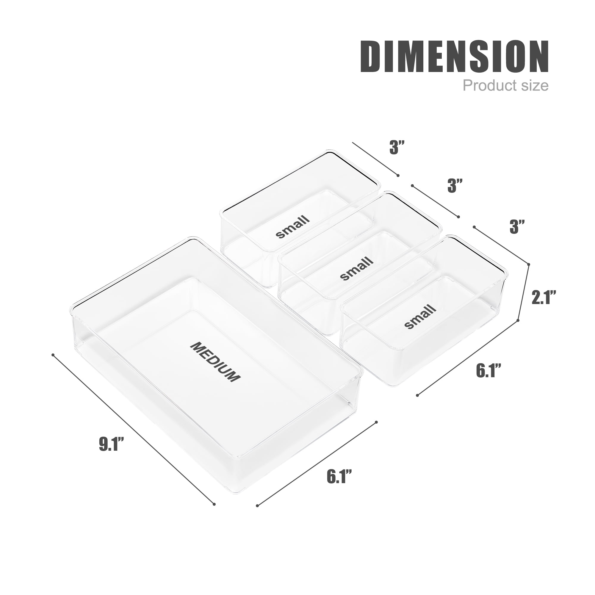 Sorbus Storage bin Drawer organizers for Office, Home, Desktop, Bathroom, Bedroom, and more (4-Piece Set)