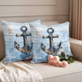 thumbnail image 2 of Outdoor Pillow Covers Nautical Anchor Starfish Coral Waterproof Pillow Cases 24x24 Set of 2, Summer Coastal Nautical Theme Throw Pillow Cover Pillowcase for Patio Balcony Couch Garden, 2 of 9