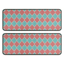 Kitchen Rugs Sets Of 2,Red Teal Checkerboard Checkered Pattern Anti Fatigue Kitchen Mat Rugs Non Slip Washable,Decorative Kitchen Floor Mats for Kitchen,Sink,Laundry,17"x47" 17"x47"