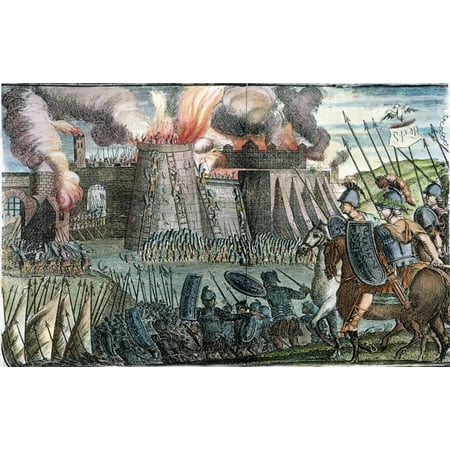 Jerusalem Temple Nsiege Of Jerusalem And The Setting Afire Of The Temple By Roman Forces Under Titus In 70 Ad Line Engraving From An 18th Century - 