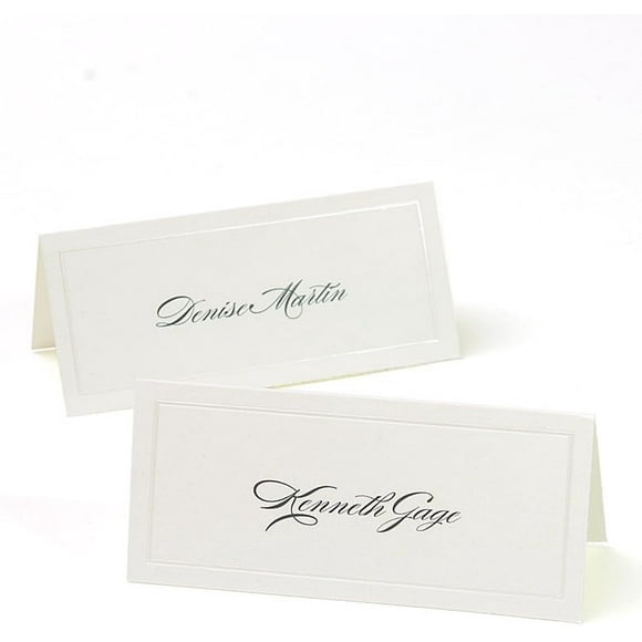 Gartner Studios Cartes de Place Perle Ivoire, Cartes de Table Ivoire avec Bordure Perle pour Mariage, Imprimables sur Imprimantes Laser/Jet d'Encre, 210 GSM, 3.75” x 1.5” Pliées, Lot de 48 (83004)