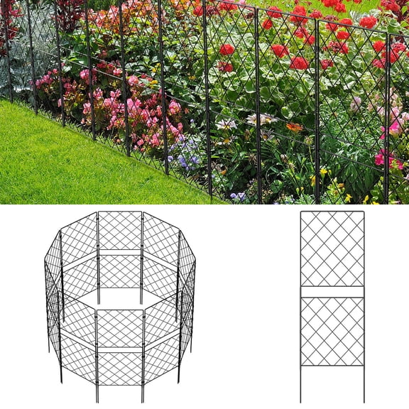 Decorative Garden Fence 10 Pack, 38.6in(H) x 10ft(L) Rustproof Metal No Dig Fence Animal Barrier for Dog, Wire Border Panel Fencing for Yard Patio Outdoor Decor