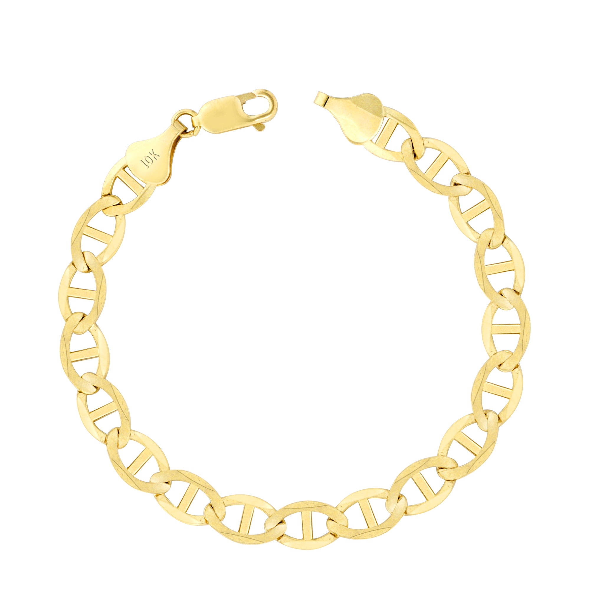 Nuragold 10K Yellow Gold Solid Mens 7.5mm Anchor Mariner Link Chain