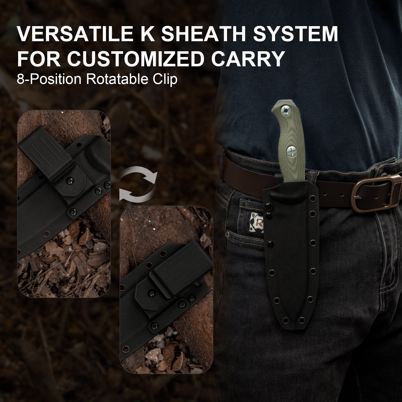 Kizer Drop Bear Fix 7 Fixed Knife AEB-L Blade Micarta Handle Survival Big Size With Sheath 1103A1 Big Size Camping