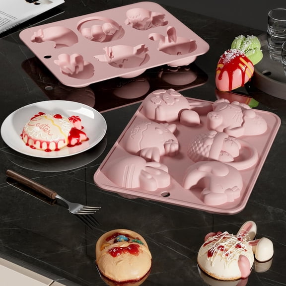 CoreLiving Easter Silicone Chocolate Molds Bunny Egg Gummy Candy Making Kit Nonstick Baking Supplies for Jello Butter Resin Soap Wax Melts Ice Cube Trays