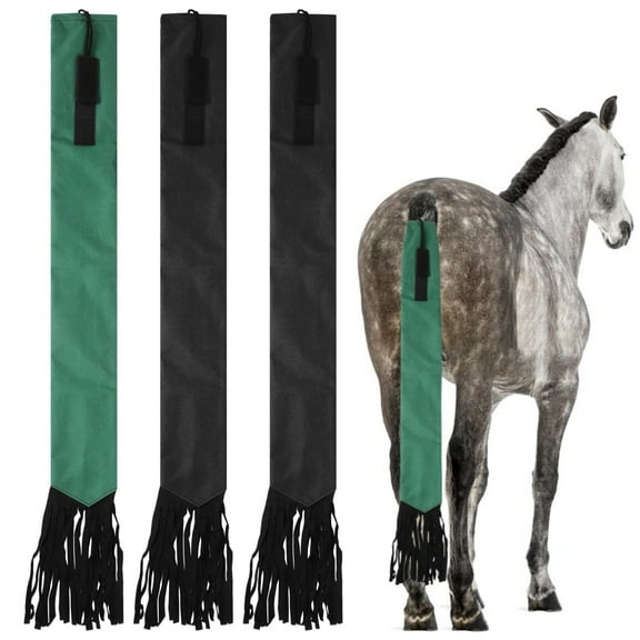3 PCS Horse Tail Bags, Horse Tail Guard Bag with Fringe, Oxford Cloth Horsetail Bag with Adjustable Nylon Fastener, Ponytail Protective Bag to Keep Clean and Prevent Mosquitoes