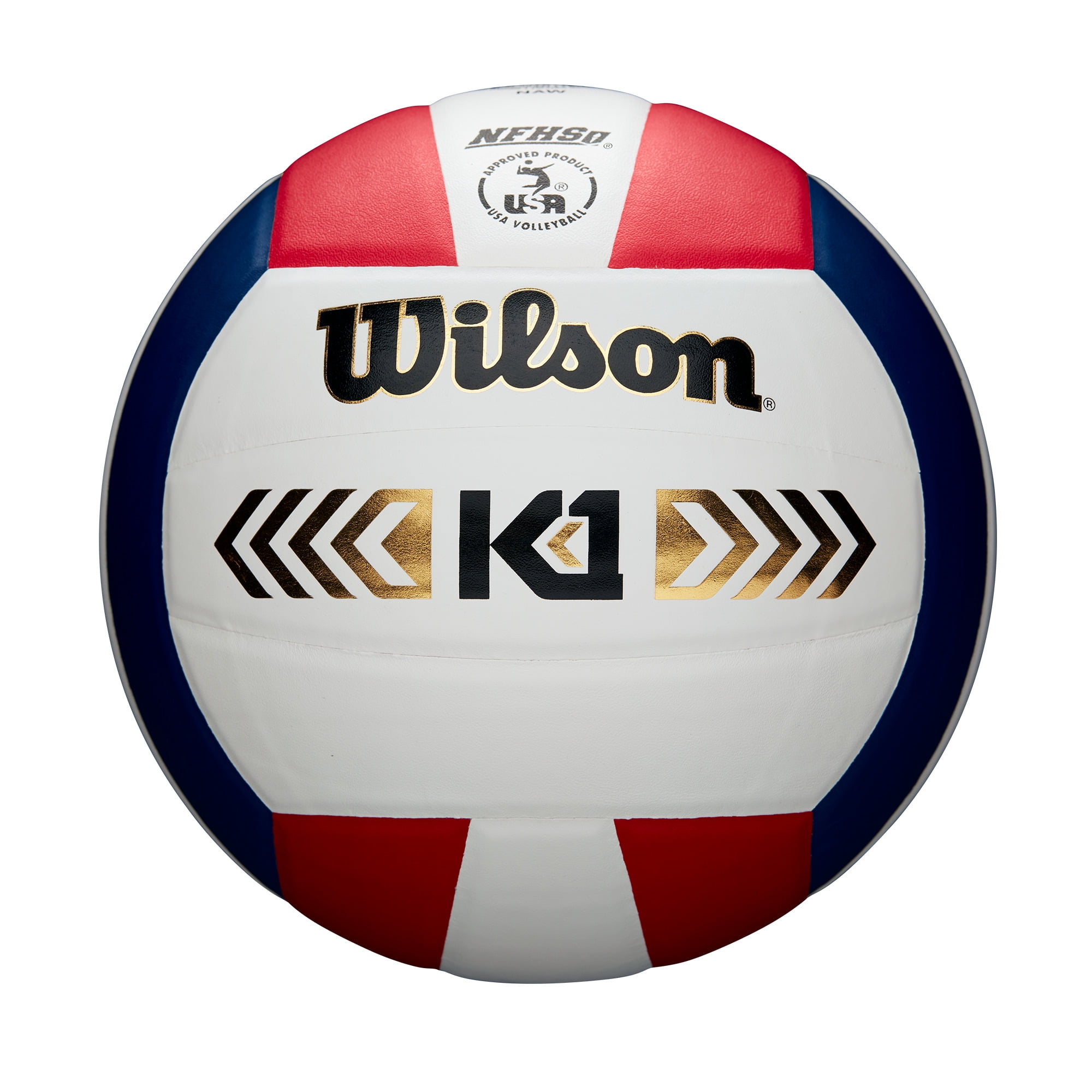 Wilson K1 Gold Indoor Volleyball, Red, White and Navy