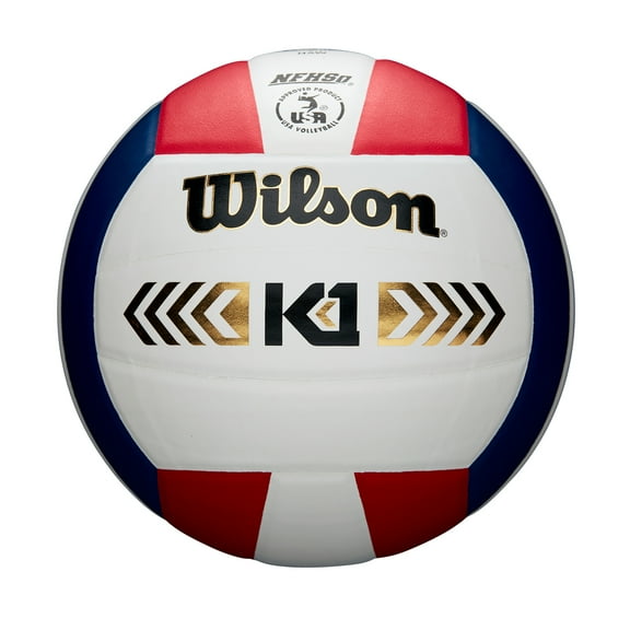 Wilson K1 Gold Indoor Volleyball, Red, White and Navy