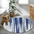 thumbnail image 5 of Abstract Navy Blue Round Rug 3ft Washable Circle Entryway Rugs Non Slip Vintage Grey Street Painting Art Area Rug Indoor Floor Carpet for Bedroom Kitchen Living Room Home Office Dining Room Nursery, 5 of 8
