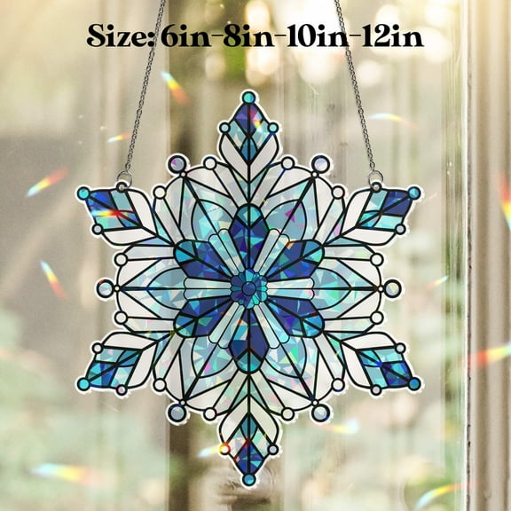 Lotusprinthandmade Winter Pattern Custom Shape Broken Glass Hologram Ornament 3.5in, winter pattern print ornament