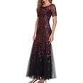 thumbnail image 4 of DYMADE Women Slim Mesh Sequin Fishtail Party Long Evening Dress, 4 of 5