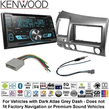 Kenwood Excelon DPX793BH Double Din CD Receiver with Built in Bluetooth HD Radio Single Double Din Dash Kit Harness Antenna for 2006-2011 Honda