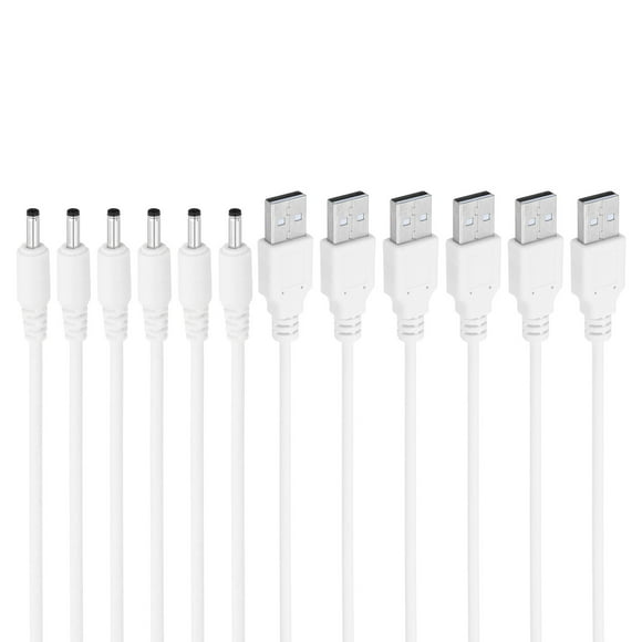 Unique Bargains USB 2.0 A Type to DC 3.5x1.35mm Barrel Jack Power Cable, 6pcs Wire Adapter Connector Cord, White