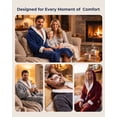 thumbnail image 4 of Vulcanodon Mens Robe with Hood,Full Length Plush Robe for Men Contrast Thick Fleece Bathrobe (Light Grey, Large-X-Large), 4 of 6