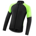 thumbnail image 3 of NFTIGB Men's Basic Riding Jerseys Full Zipper Long Sleeves Bike Shirt Reflective Strips Breathable Windbreaker Mountain Biking, Black and Green, Large (10.63 in / 27 cm), 3 of 9