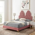 thumbnail image 2 of Tufted Platform Bed Frame, Twin Size, Velvet, Pink, Modern Contemporary Urban Design, Bedroom Master Guest Suite, 2 of 10
