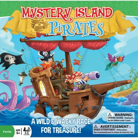 Mystery Island Pirates - Tile Game, By Outset Media, A Wild & Wacky Race For Treasure, Build Your Own Game, Two Games in One Box, Perfect for Family Game Night & Children, For 2-6 Players, Ages 5+