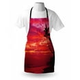 thumbnail image 3 of Ocean Apron Sunset View from a Tropical Island Beach with Silhouette of Palm Tree on the Shore Art Print, Unisex Kitchen Bib Apron with Adjustable Neck for Cooking Baking Gardening, Red, by Ambesonne, 3 of 3