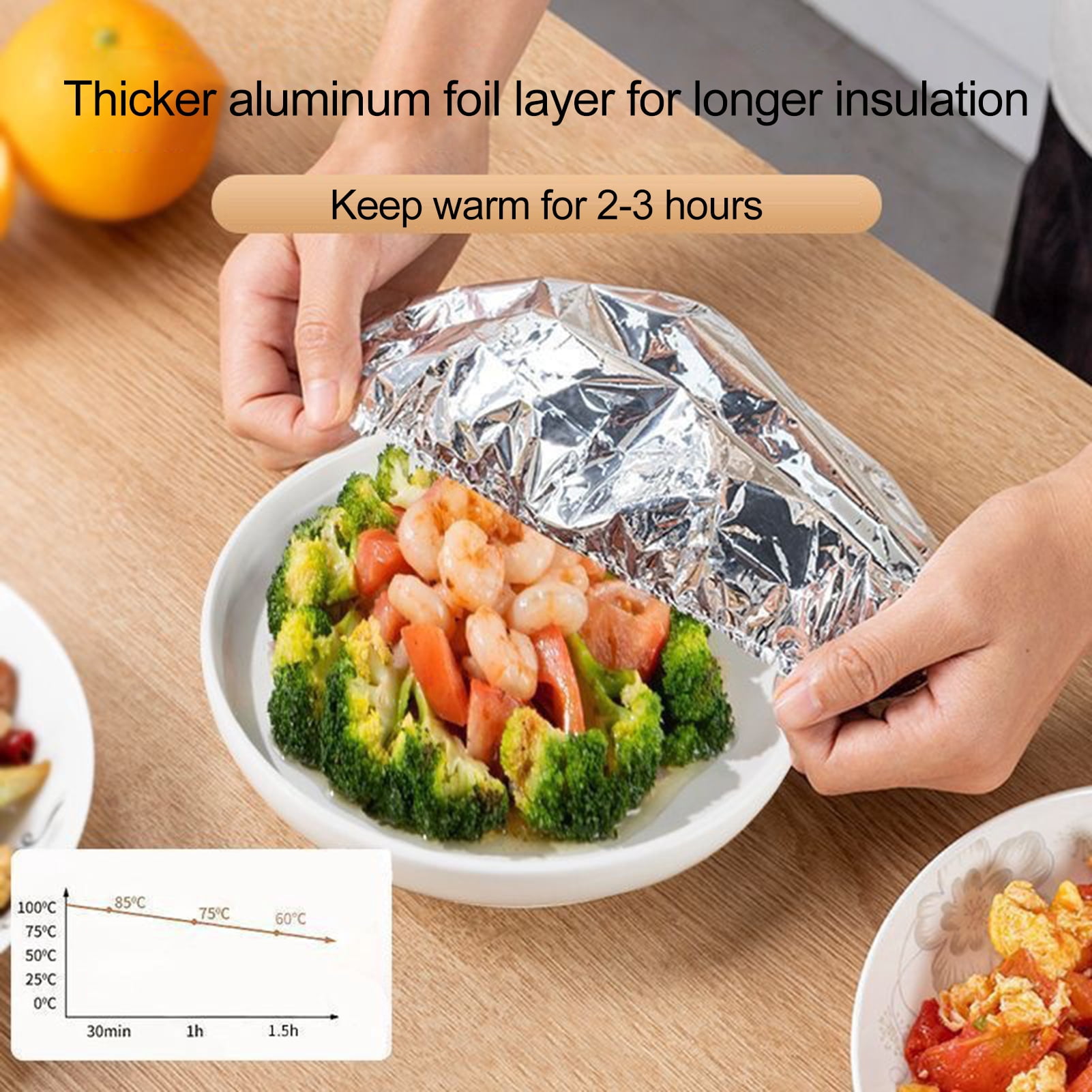 Opvise Stretchable Aluminum Foil Food Covers - Heat-Resistant, Reusable, Universal Fit (11cm-28cm) for Containers, Bowls, Microwave, Freezer & Picnic Use - 10/100 Pcs