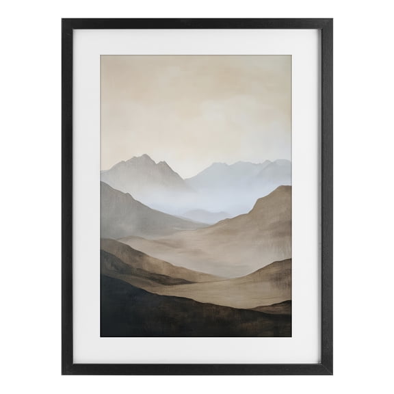 Stupell Industries Foggy Mountains Over Valley Black Framed Print Under Glass, design by Petal Prints Design