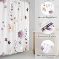 thumbnail image 2 of Watercolor Floral Shower Curtain, Plum Beige Flower Shower Curtain for Bathroom, Modern Minimalist White Waterproof Fabric Shower Curtain Set with Hooks 72x72 Inch, 2 of 7