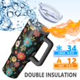 thumbnail image 5 of 40oz Pioneer Flower Floral Print Pattern Insulated Tumbler with Handle, BPA-Free Leak Proof Lid and Straws, Double Wall Vacuum, Hot 12h/Cold 34h, 5 of 6