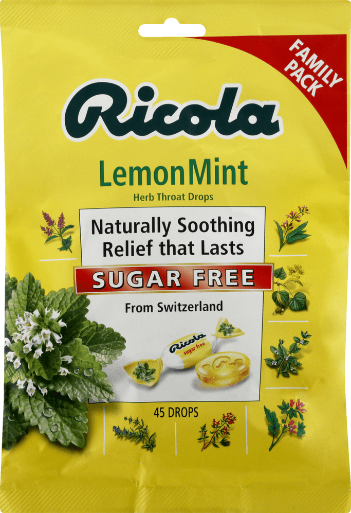 Ricola Family Pack Sugar Free Lemon Mint Herb Throat Drops 45 ea