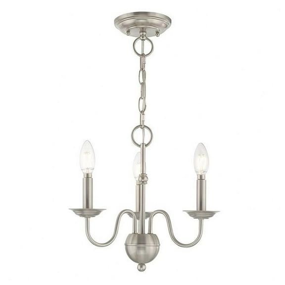 Traditional Three Light Chandelier-Brushed Nickel Finish Bailey Street Home 218-Bel-3110589