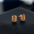thumbnail image 3 of Gem Stone King 18K Rose Gold Plated Silver Brown Tiger Eye Stud Earrings for Women Men | 2.50 Cttw | Gemstone Birthstone | Oval 8X6MM, 3 of 4