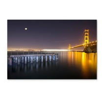 Trademark Fine Art "Golden Gate Pier and Stars" Canvas Art by Moises Levy