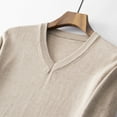 thumbnail image 6 of JTieacloth Big & Tall Mens Sweaters Male V Neck Sweater Simple Slim Fit Trend Underlay Shirt Men's Handsome Solid Color Knitting Shirt(Beige), 6 of 6