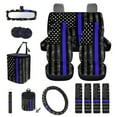 thumbnail image 6 of Jeiento Thin Blue Line US Flag 15 PCS Car Seat Cover Full Set with Trash Bag Seat Belt Pad Cover Steering Wheel Cover Air Vent Storage Bag Rear View Mirror Cover Cup Holders Keychain Car Accessories, 6 of 6