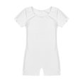 thumbnail image 4 of iEFiEL Kids Girls Basic Short Sleeve Gymnastic Ballet Dance Leotard Unitard White 6, 4 of 7