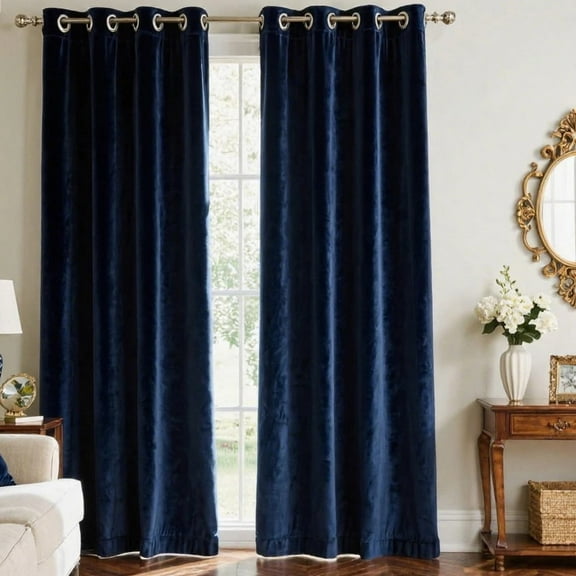 SMILETIME Velvet Curtains with Grommet, Thermal Insulated Super Soft Privacy Noise Reducing Light-Filtering Velvet Curtains for Living Room Bedroom, 2 Panels
