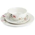 thumbnail image 2 of Gibson Home Lily Garden Ceramic 12 Piece Dinnerware Set in White and Pink, 2 of 5