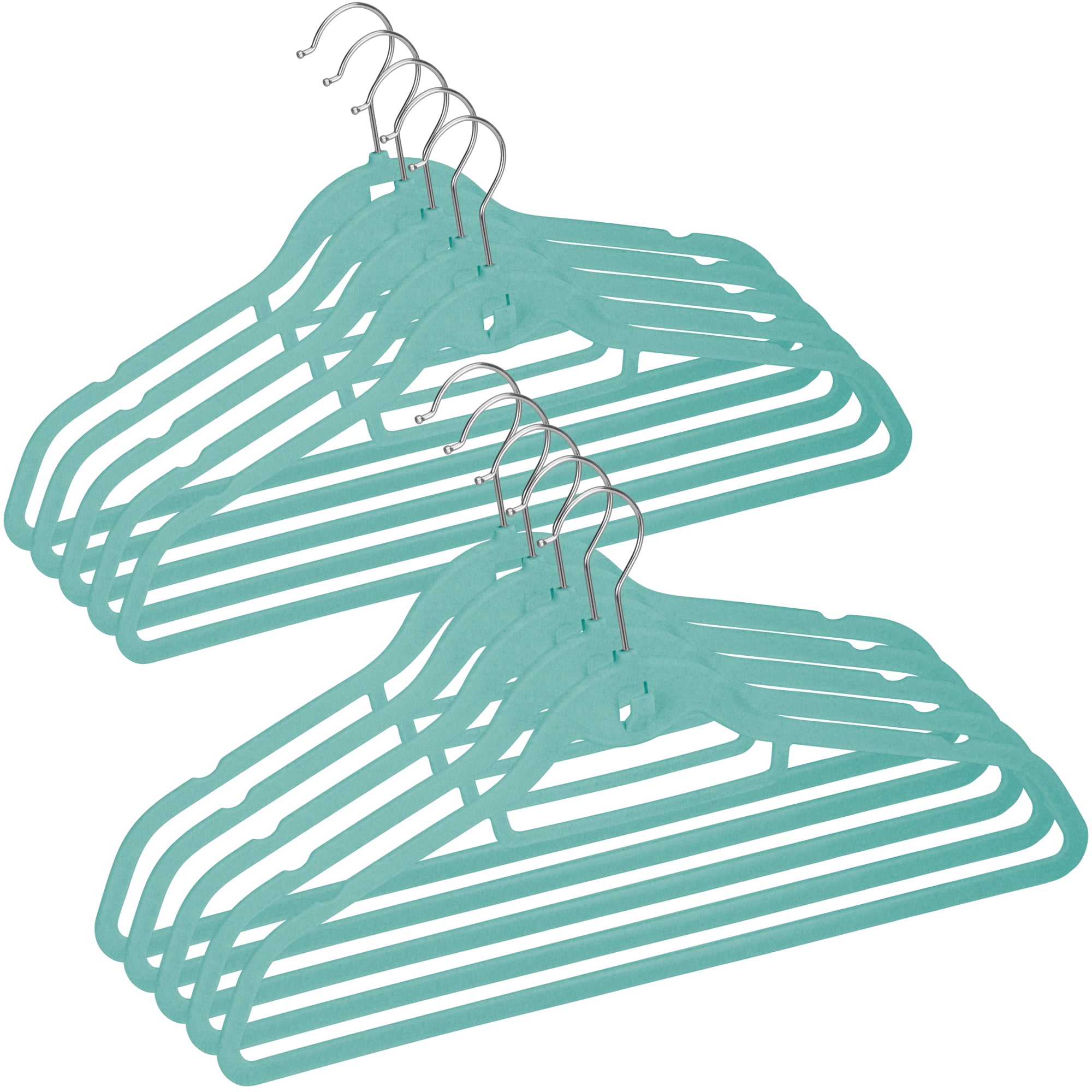 DecorRack Non Slip Velvet Clothing Hangers, 10 Pack, Teal