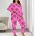 thumbnail image 6 of Plus Size Cute Pajamas for Women Set Crew Neck Pumpkin Ghost Graphic Sleepwear Long Sleeve Pjs Halloween Outfits Hot Pink 5XL, 6 of 6