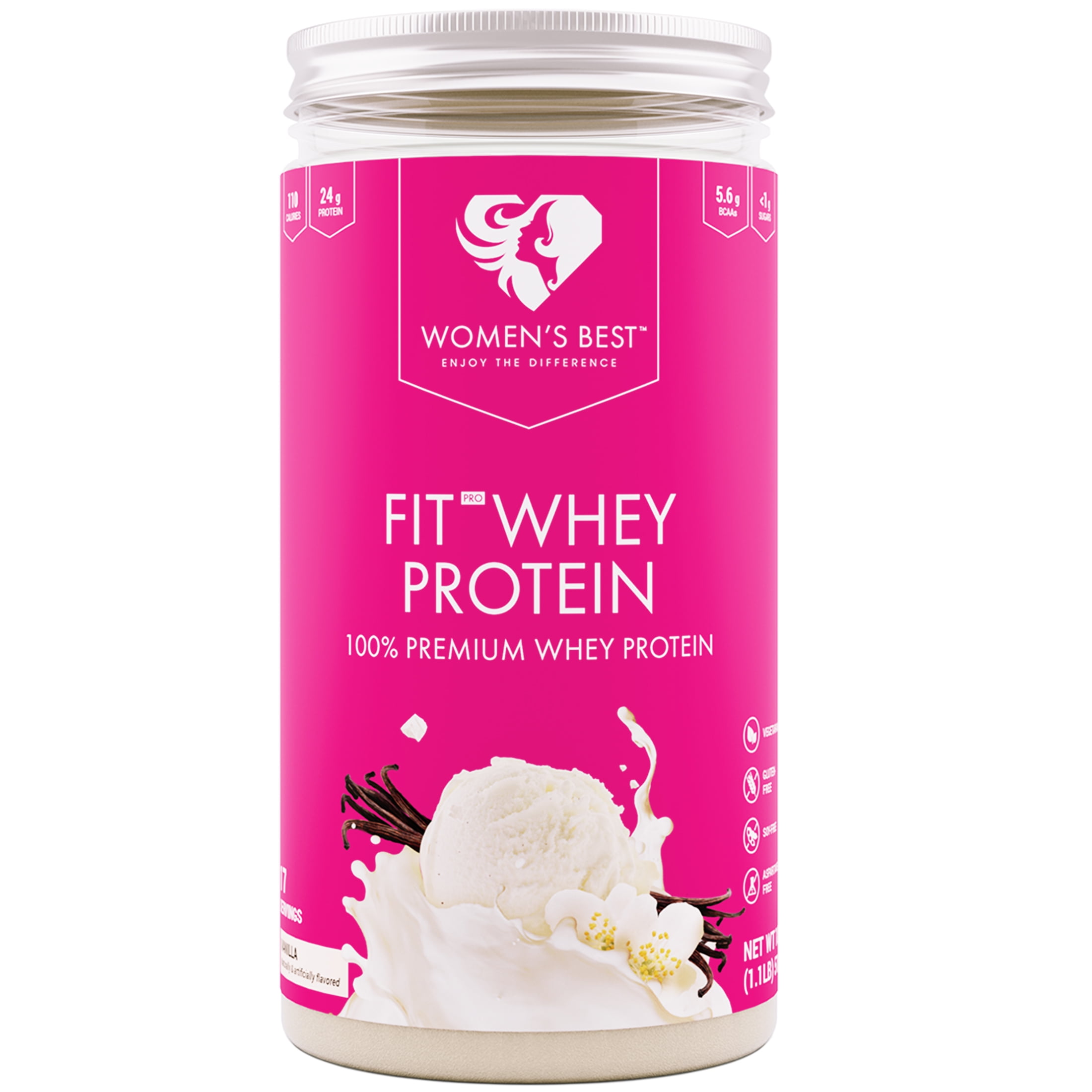 Women's Best Fit Pro Premium Whey Protein Powder, Vanilla, 24g Protein, 18 oz