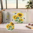 thumbnail image 3 of Sunflowers Outdoor Pillow Covers 20x12 Set of 2,Waterproof Patio Throw Pillowcase Protectors,Farmhouse Botanical Yellow Flowers Bee Retro Lumbar Decorative Pillow Shams Cushion Covers for Bed Couch, 3 of 8