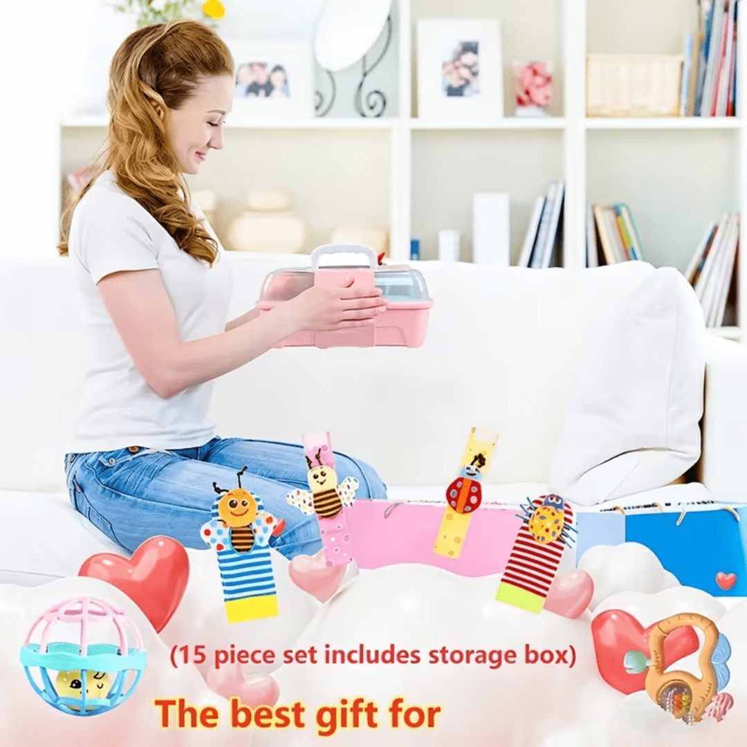 Baby Ringing And Gum Set, 0-6 Months Baby Toys, 3-6 Months Teething Toys, Sensory Toys With Soft Touch, Gentle Sound, And Easy Grip, Neutral Newborn Gift
