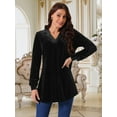 thumbnail image 4 of DARING DIVA Women's Velvet V Neck Long Sleeves Casual  Blouses L Black, 4 of 8