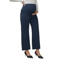 thumbnail image 4 of INSPIRE CHIC Womens Work Maternity Pants Business Stretchy Over the Belly Formal Pregnancy Trousers with Pockets M Blue, 4 of 6