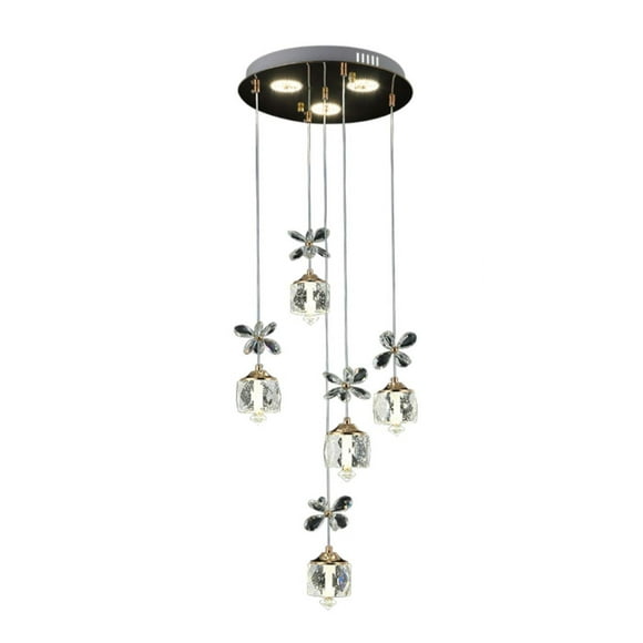 LAMPARA COLGANTE 5 LUCES LED DE CRISTAL