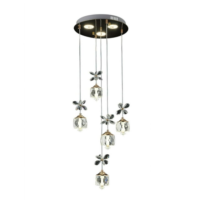 LAMPARA COLGANTE 5 LUCES LED DE CRISTAL