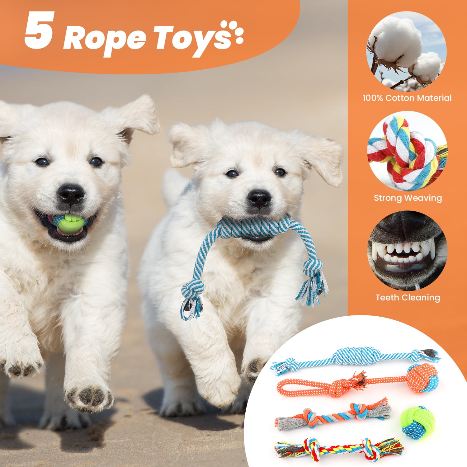 MASBRILL Dog Toys for Small Dogs ,10 Pack Puppy Chew Toys for Teething and Training with Plush Squeaky Toys, Treat Ball and Rope Toys to Keep Them Busy